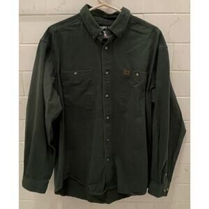 Wrangler Riggs Workwear Shirt Long Sleeve Button Up Men's XL 3W501FG Green